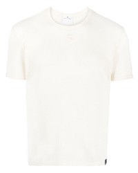T-shirt girocollo in rete beige di Courrèges
