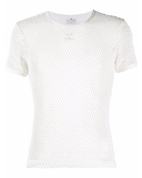T-shirt girocollo in rete bianca di Courrèges