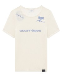 T-shirt girocollo in rete bianca di Courrèges