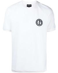 T-shirt girocollo in rete bianca di Giorgio Armani