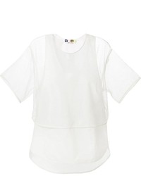 T-shirt girocollo in rete bianca di MSGM