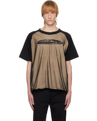 T-shirt girocollo in rete marrone chiaro di Serapis