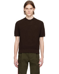 T-shirt girocollo in rete marrone scuro di Factor's