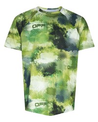 T-shirt girocollo in rete mimetica verde di Off-White