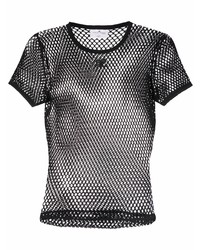 T-shirt girocollo in rete nera di Courrèges