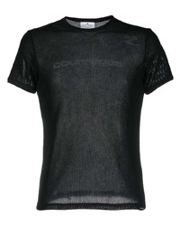T-shirt girocollo in rete nera di Courrèges