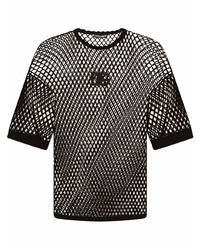 T-shirt girocollo in rete nera di Dolce & Gabbana