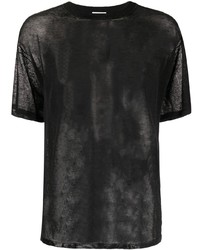 T-shirt girocollo in rete nera di Saint Laurent