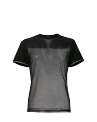 T-shirt girocollo in rete nera di Versace