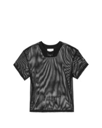 T-shirt girocollo in rete nera di Yoshiokubo