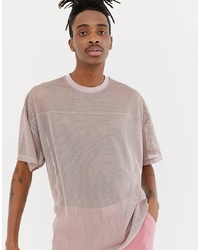 T-shirt girocollo in rete rosa di ASOS DESIGN
