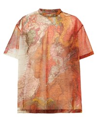 T-shirt girocollo in rete stampata arancione di Burberry