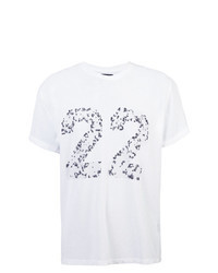 T-shirt girocollo in rete stampata bianca e nera
