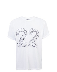 T-shirt girocollo in rete stampata bianca e nera di Amiri
