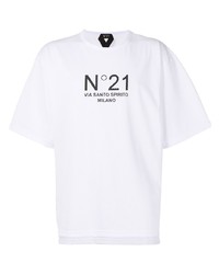 T-shirt girocollo in rete stampata bianca e nera di N°21