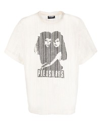 T-shirt girocollo in rete stampata bianca e nera di Pleasures