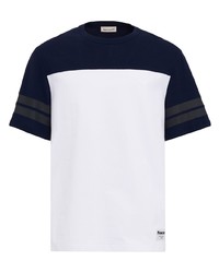 T-shirt girocollo in rete stampata bianca di Alexander McQueen