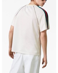T-shirt girocollo in rete stampata bianca di Gucci