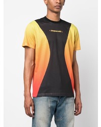 T-shirt girocollo in rete stampata gialla di DSQUARED2