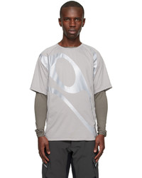 T-shirt girocollo in rete stampata grigia di TMS.SITE