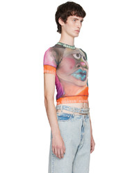 T-shirt girocollo in rete stampata multicolore di Ottolinger