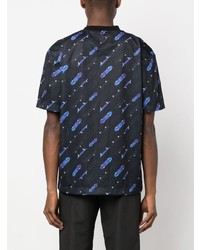 T-shirt girocollo in rete stampata nera di Karl Lagerfeld