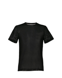 T-shirt girocollo in rete stampata nera di Helmut Lang