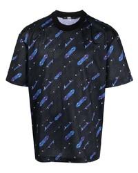 T-shirt girocollo in rete stampata nera di Karl Lagerfeld