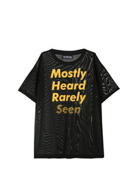 T-shirt girocollo in rete stampata nera di Mostly Heard Rarely Seen