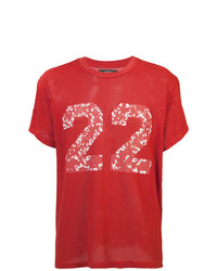 T-shirt girocollo in rete stampata rossa di Amiri
