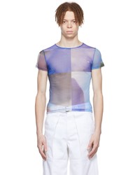 T-shirt girocollo in rete stampata viola chiaro di Serapis