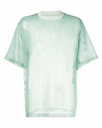 T-shirt girocollo in rete verde menta di Ami Paris