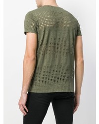 T-shirt girocollo in rete verde oliva di Each X Other