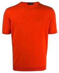 T-shirt girocollo lavorata a maglia arancione