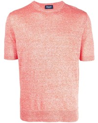 T-shirt girocollo lavorata a maglia arancione di Drumohr