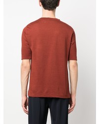 T-shirt girocollo lavorata a maglia arancione di Lardini