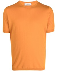 T-shirt girocollo lavorata a maglia arancione di Laneus