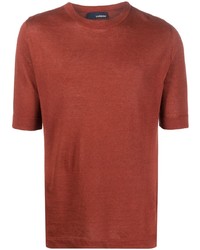 T-shirt girocollo lavorata a maglia arancione di Lardini