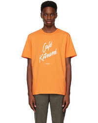 T-shirt girocollo lavorata a maglia arancione di MAISON KITSUNÉ