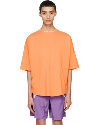 T-shirt girocollo lavorata a maglia arancione di Palm Angels