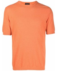 T-shirt girocollo lavorata a maglia arancione di Roberto Collina