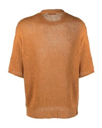 T-shirt girocollo lavorata a maglia arancione di Roberto Collina