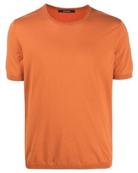 T-shirt girocollo lavorata a maglia arancione di Tagliatore