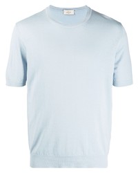 T-shirt girocollo lavorata a maglia azzurra di Altea