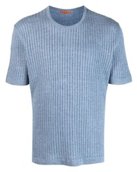 T-shirt girocollo lavorata a maglia azzurra di Barena