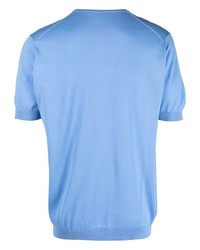 T-shirt girocollo lavorata a maglia azzurra di John Smedley