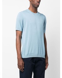 T-shirt girocollo lavorata a maglia azzurra di Tagliatore