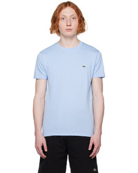 T-shirt girocollo lavorata a maglia azzurra di Lacoste