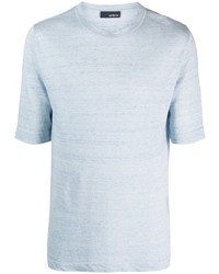 T-shirt girocollo lavorata a maglia azzurra di Lardini