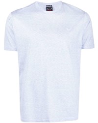 T-shirt girocollo lavorata a maglia azzurra di Paul & Shark